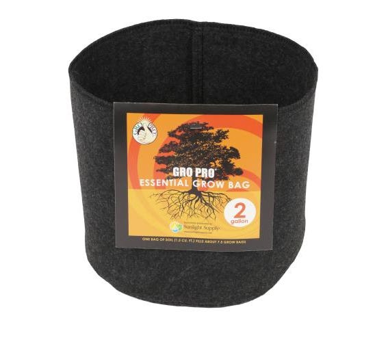 Image of Gro Pro Essential Round Fabric Pot - Black 2 Gallon