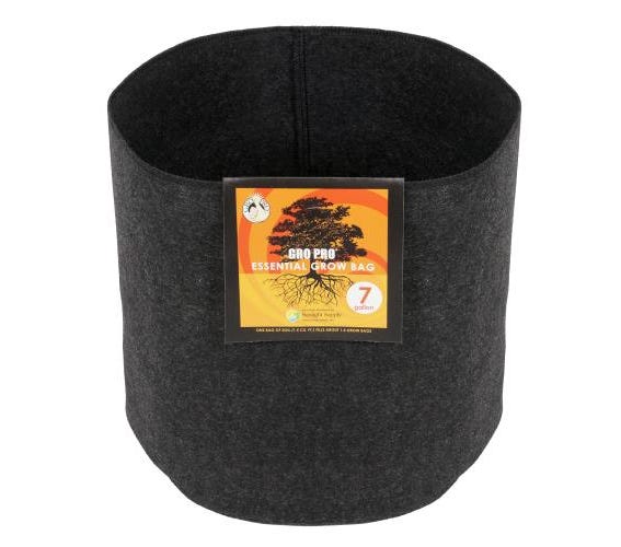Image of Gro Pro Essential Round Fabric Pot - Black 7 Gallon