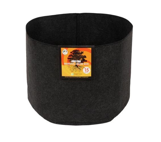 Image of Gro Pro Essential Round Fabric Pot - Black 15 Gallon