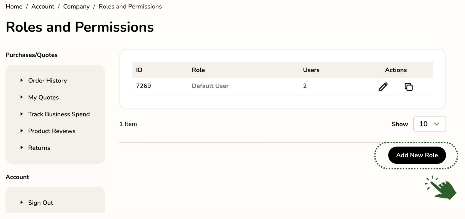 Setting Up Roles Screenshot